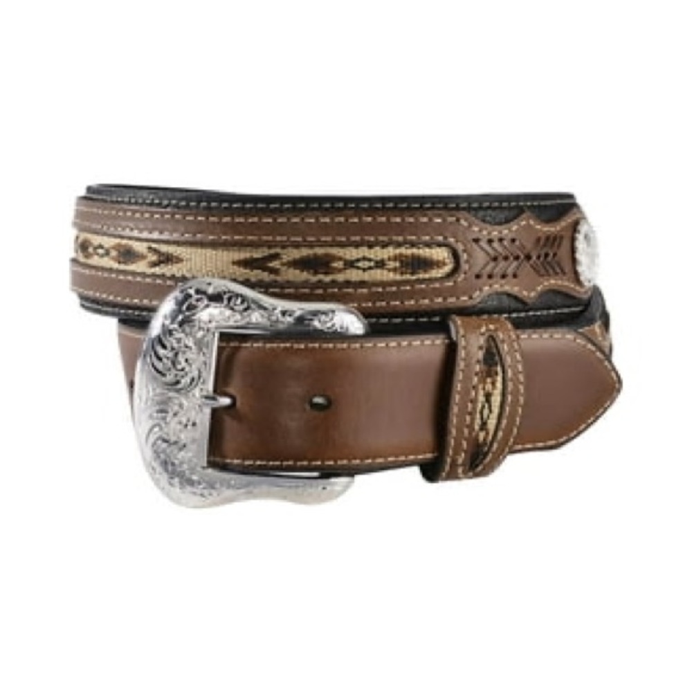 Nocona Brown Leather Aztec Ribbon Belt